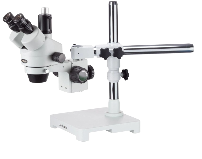 Amscope SM-3TX 3.5X - 45X Trinocular Stereo Zoom Microscope on Single Arm Boom Stand New