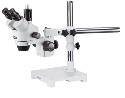 Amscope SM-3TX 3.5X - 45X Trinocular Stereo Zoom Microscope on Single Arm Boom Stand New