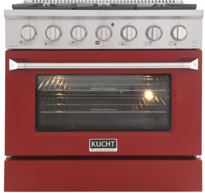 Kucht KNG361 36" Professional Gas Range with 6 Sealed Burners and Convection Oven with NG & LP Options New