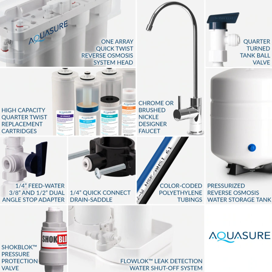 Aquasure AS-PR75AK Premier Series 75 GPD Under Sink Reverse Osmosis Water Filtration System New