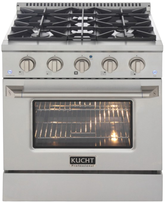 Kucht KNG301 30" Professional Gas Range with 4 Sealed Burners and Convection Oven with NG & LP Options New