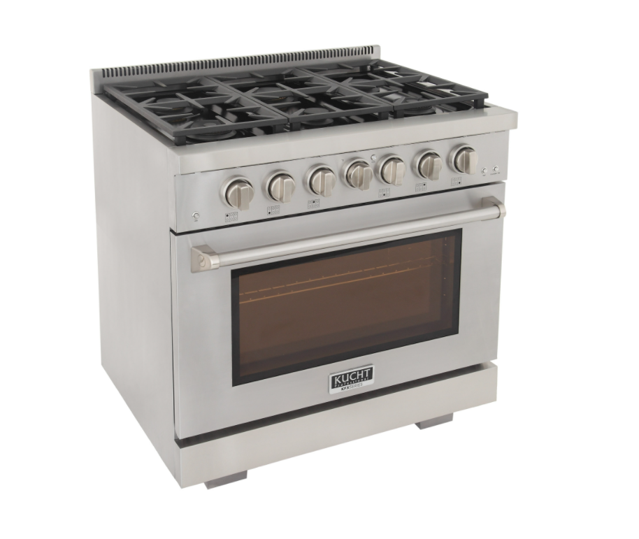 Kucht KFX360 36" Professional Gas Range with 6 Sealed Burners and Convection Oven with NG & LP Options New