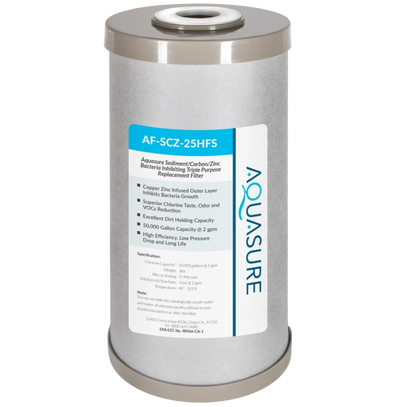 Aquasure AF-SCZ-25HFS Fortitude V2 Series Sediment/Carbon/Zinc Bacteria Inhibiting Triple Purpose Replacement Filter - Standard New