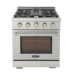 Kucht KFX300 30" Professional Gas Range with 4 Sealed Burners and Convection Oven with NG & LP Options New