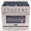 Kucht KNG361 36" Professional Gas Range with 6 Sealed Burners and Convection Oven with NG & LP Options New