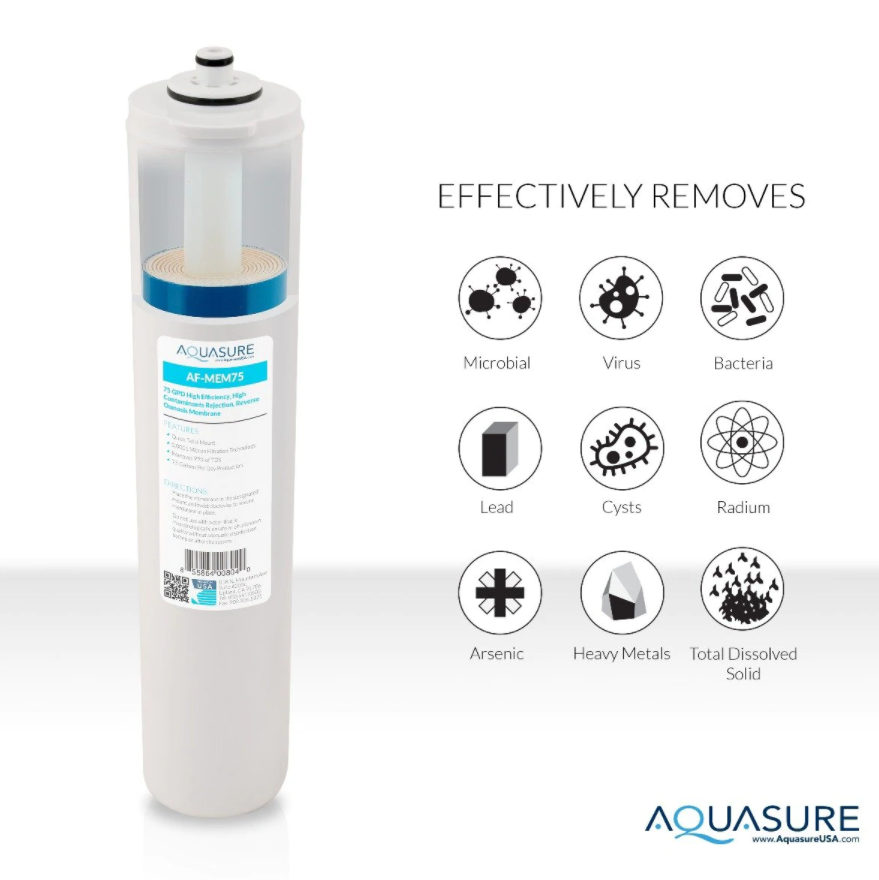 Aquasure AF-CP75 Premier Series Complete 4 Stages Quick Twist Filter Bundle with 75 GPD Reverse Osmosis Water System Membrane New