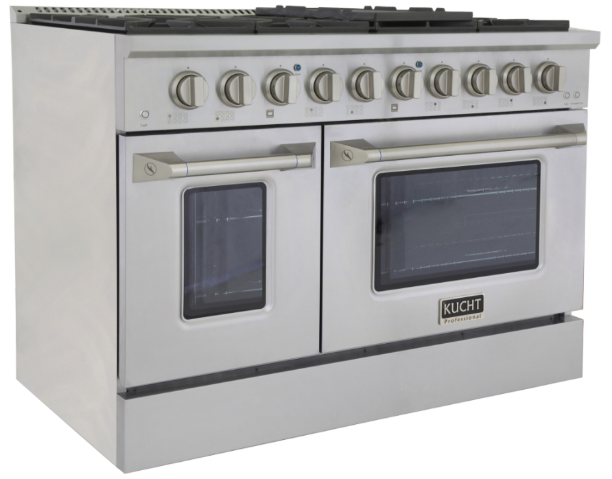 Kucht KNG481 48" Professional Gas Range with 8 Sealed Burners and Convection Oven with NG & LP Options New