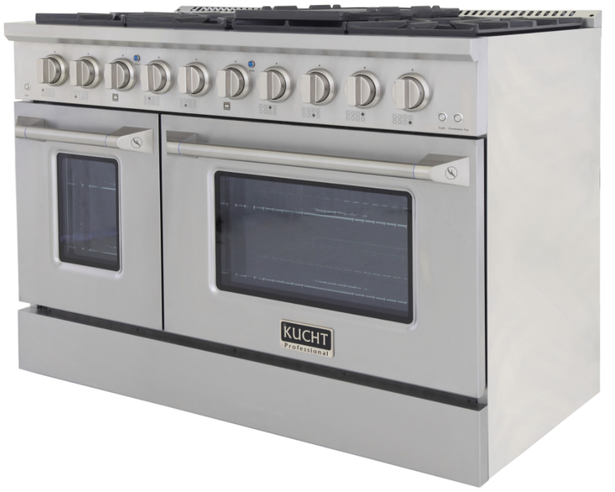 Kucht KNG481 48" Professional Gas Range with 8 Sealed Burners and Convection Oven with NG & LP Options New