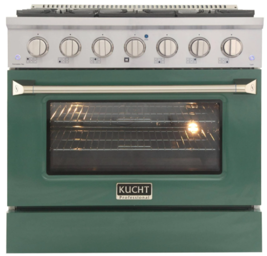 Kucht KNG361 36" Professional Gas Range with 6 Sealed Burners and Convection Oven with NG & LP Options New