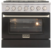 Kucht KNG361 36" Professional Gas Range with 6 Sealed Burners and Convection Oven with NG & LP Options New