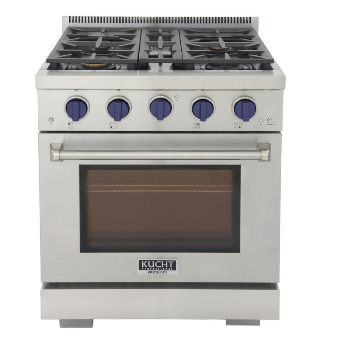 Kucht KFX300 30" Professional Gas Range with 4 Sealed Burners and Convection Oven with NG & LP Options New