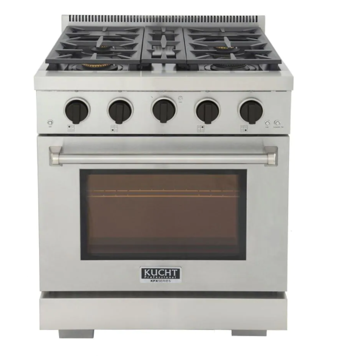 Kucht KFX300 30" Professional Gas Range with 4 Sealed Burners and Convection Oven with NG & LP Options New