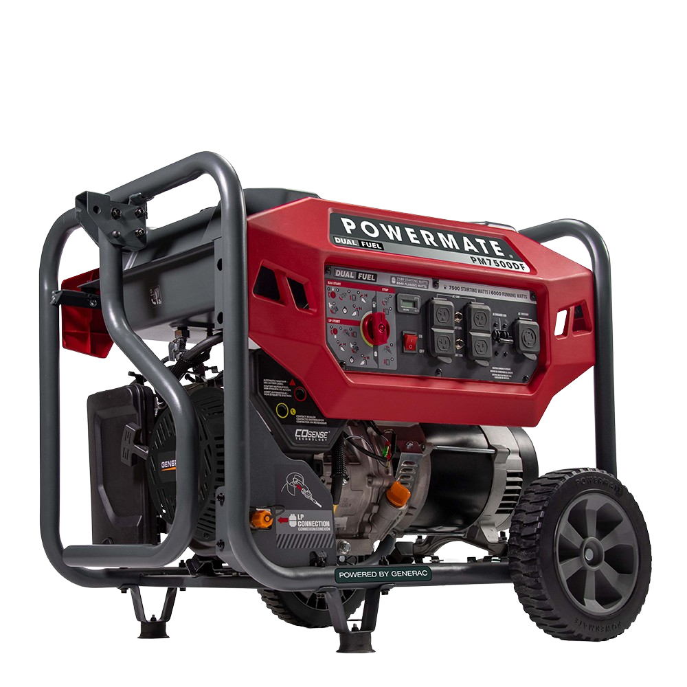 Generac/Powermate PM7500DF 6000W/7500W Recoil Start Dual Fuel Portable Generator with CO-Sense New