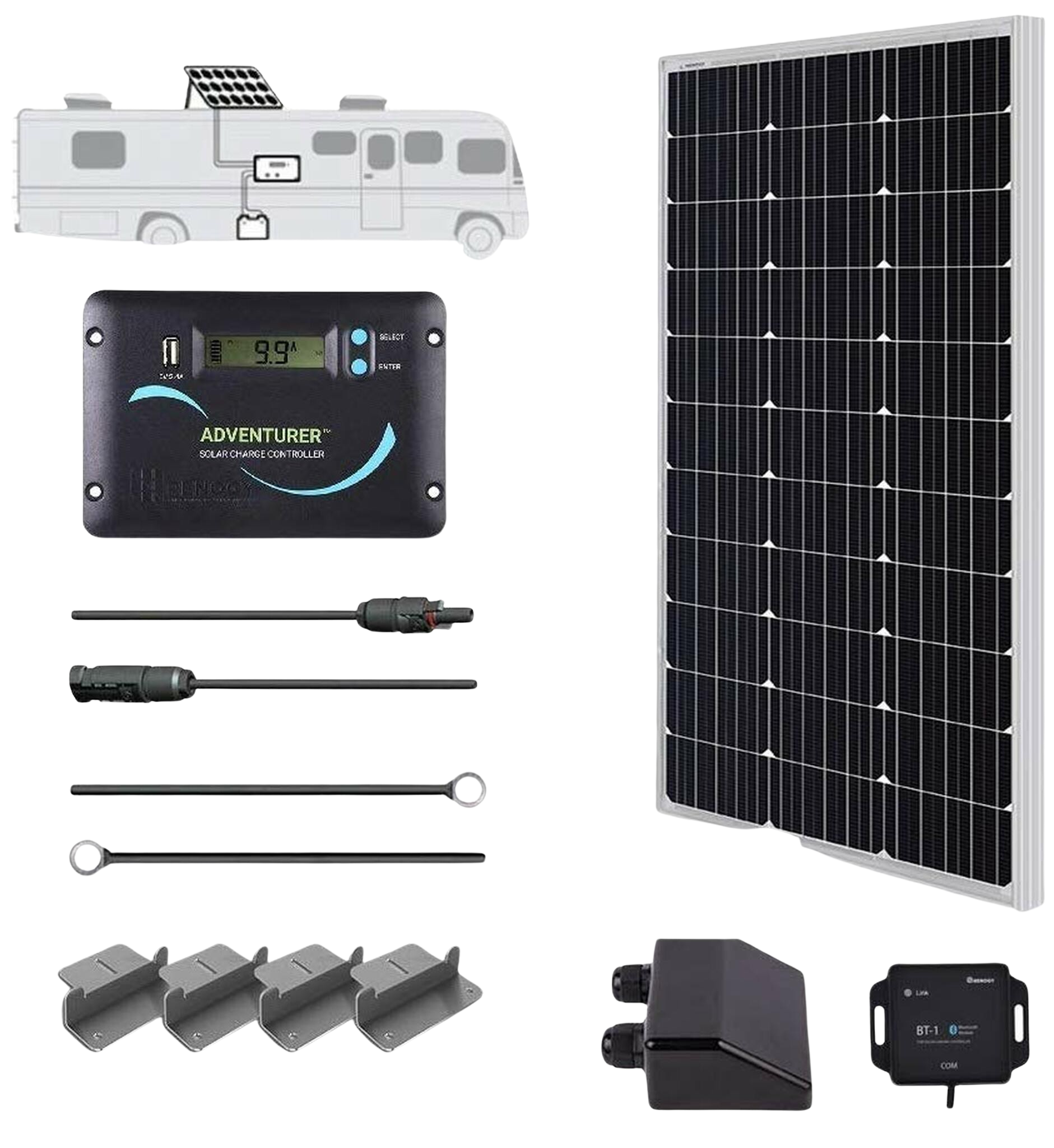 Renogy RNG-KIT-RV100D-ADV30-US 100 Watt 12 Volt Solar RV Kit New