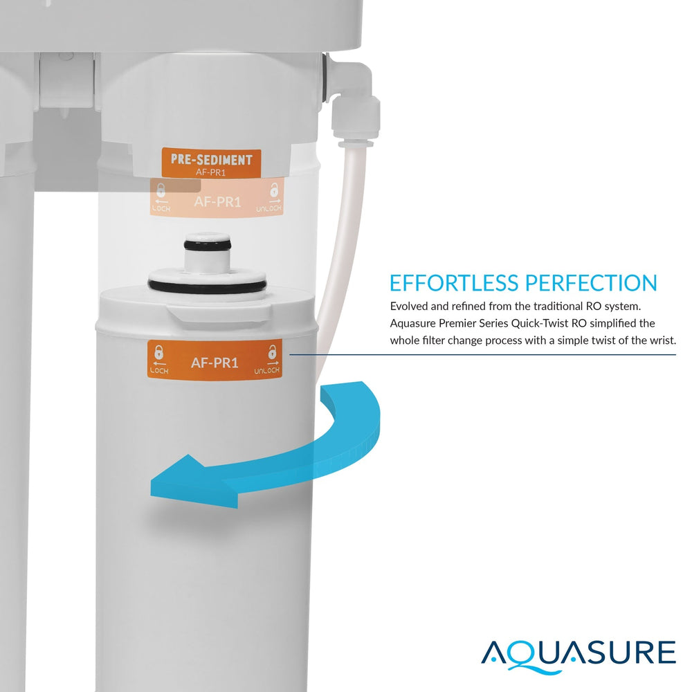 Aquasure AS-PR100E Premier Elite 100 GPD Reverse Osmosis Water Filtration System With Electric Boosting Pump New