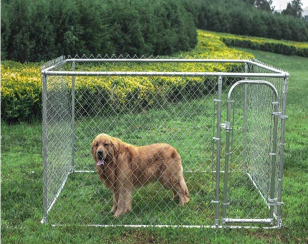 Aleko DOGKENNEL7X7X6-AP 7.5 x 7.5 x 6 Feet DIY Chain Link Dog Kennel New