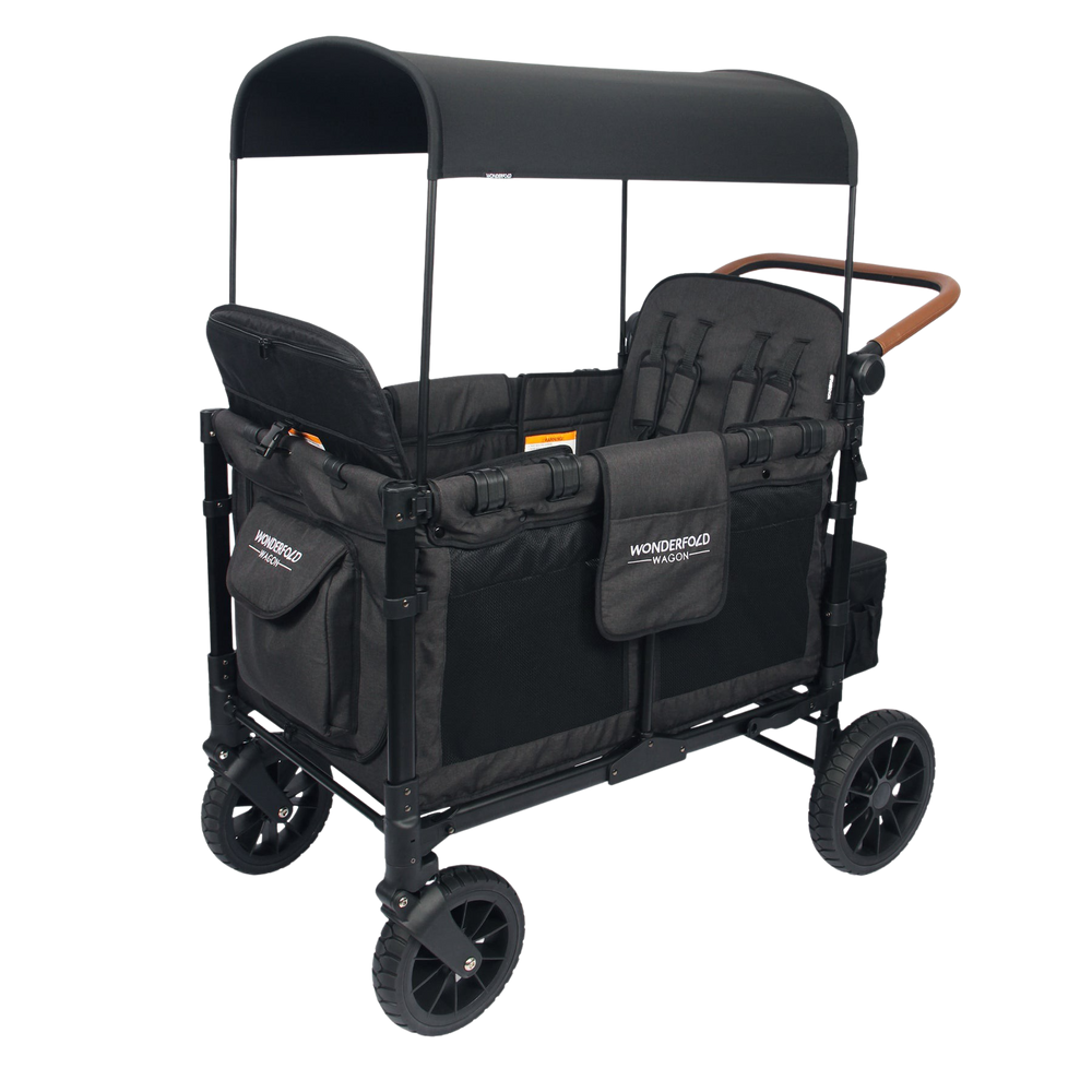 WonderFold W4 Luxe Push/Pull 4-Passenger Quad Stroller Wagon Black New