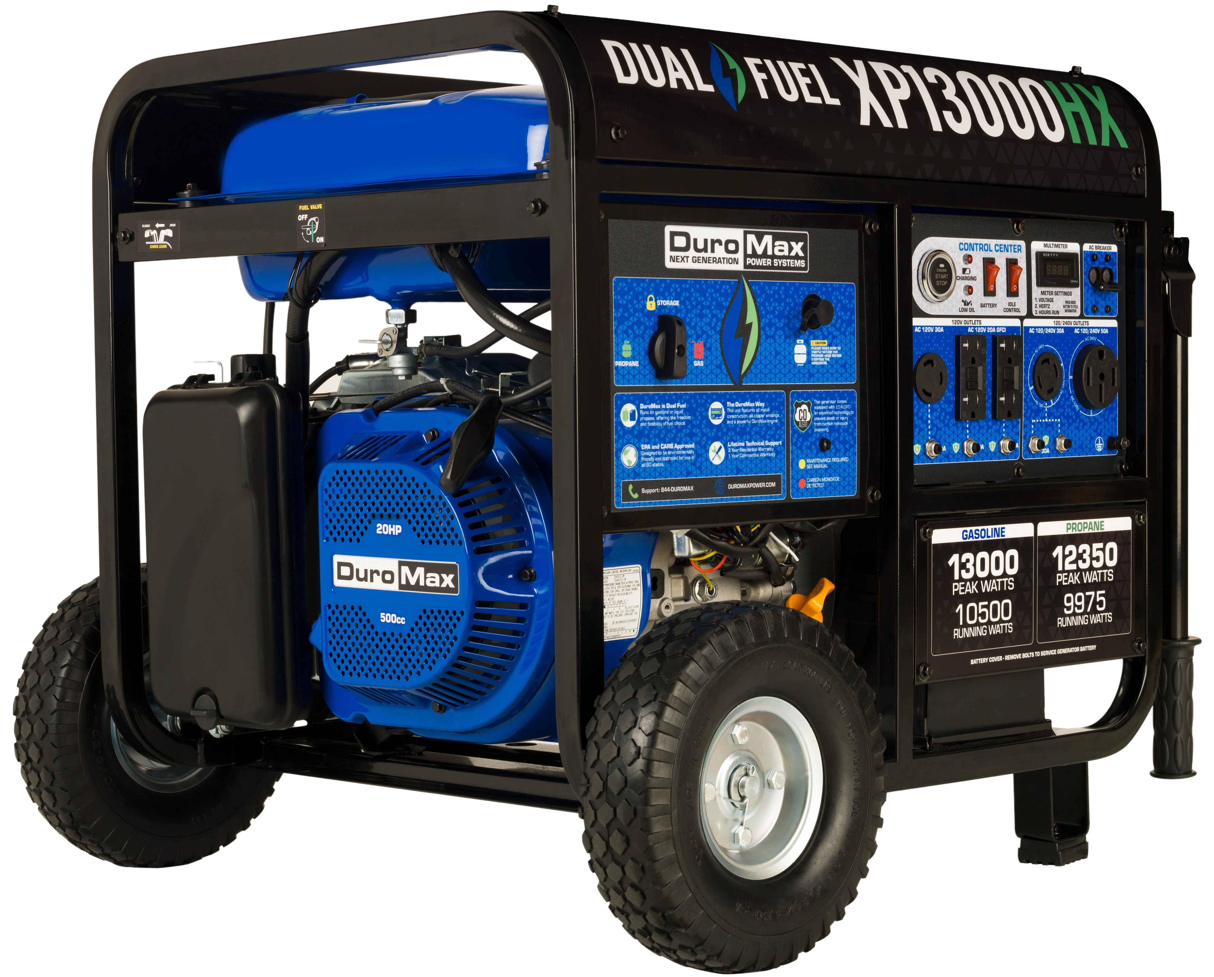 DuroMax XP13000HX 10500W/13000W Dual Fuel CO Alert Electric Start Generator New