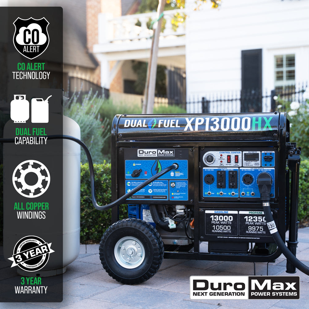 DuroMax XP13000HX 10500W/13000W Dual Fuel CO Alert Electric Start Generator New