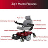 Zip’r Mantis SE Electric Wheelchair with Power Adjustable Seat Red New