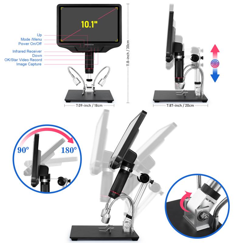 Andonstar AD409 PCB Soldering 10.1 Inch Display HDMI Digital Microscope with IR Remote New