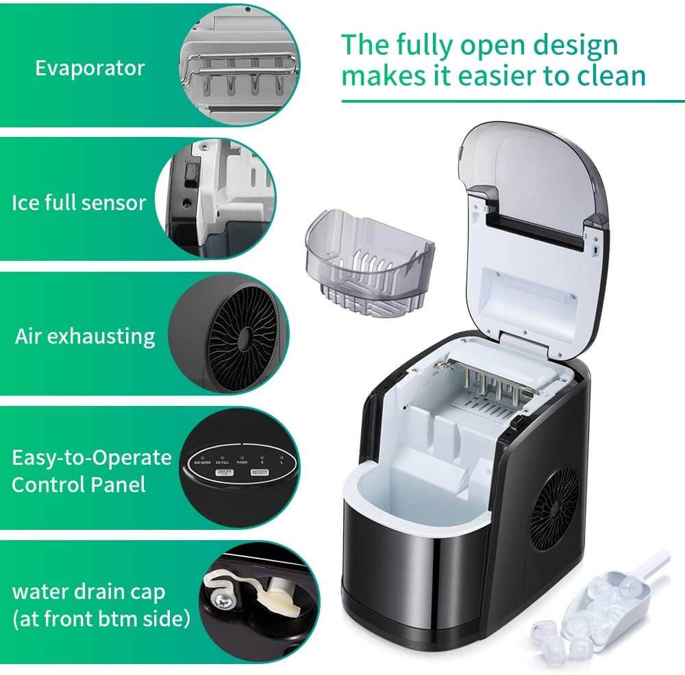 Antarctic Star Z12C Self Cleaning Portable Countertop Ice Maker Machine Black New