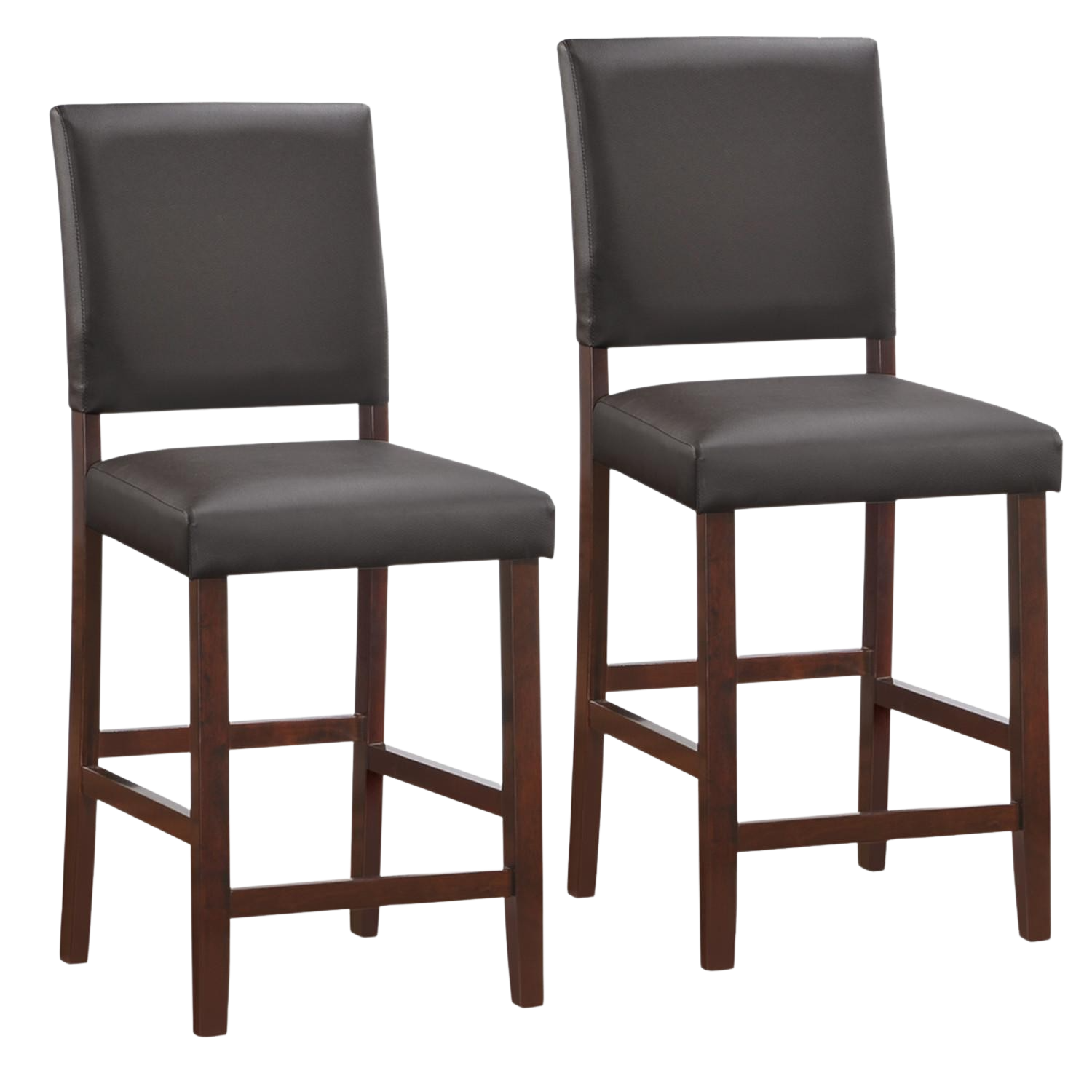 Leick Home 10086CP/EB Counter Stool with Ebony Faux Leather Seat Set of 2 New