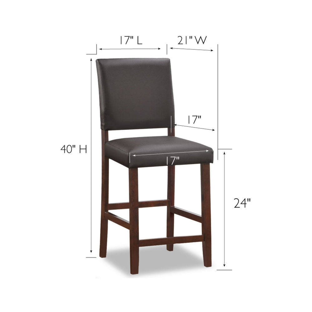 Leick Home 10086CP/EB Counter Stool with Ebony Faux Leather Seat Set of 2 New