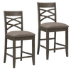 Leick Home 10084GS/MH Crossback Counter Height Stool with Moss Heather Seat Set of 2 New