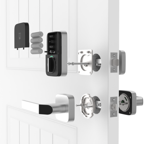 U-Tec COMBO Bluetooth Enabled Fingerprint and Key Fob Two-Point Smart Lock in Black New