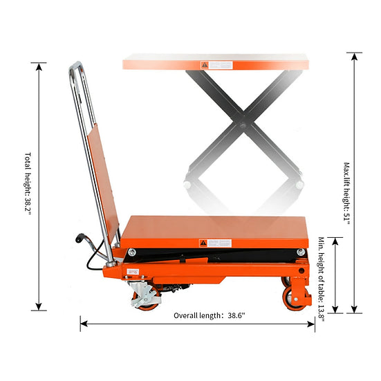 Tory Carrier LTD770 Double Scissor Lift Table Cart Platform 770 lbs Capacity 51" Lifting Height New