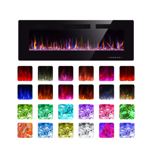 RW Flame 860C 750W-1500W 60 Inch Recessed and Wall Mounted Electric Fireplace With Remote Control Black New