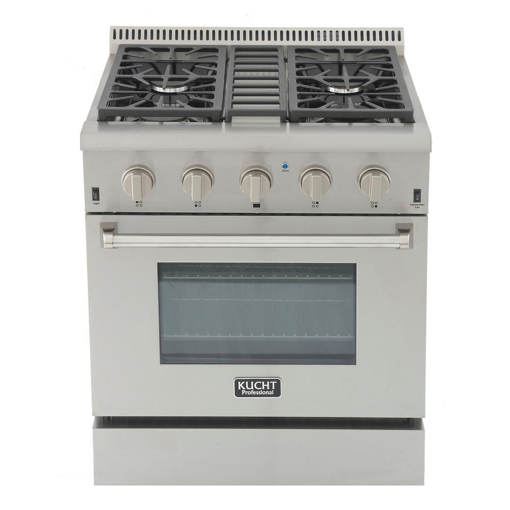 Kucht KRG3080U-S Pro-Style 30 in. 4.2 cu. ft. Natural Gas Range with Sealed Burners and Convection Oven in Stainless Steel New