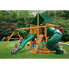 Gorilla Playsets 01-0005-AP-2 Mountaineer Amber Posts Swing Set and Residential Wood Playset with Sunbrella Canvas Forest Green Canopy New