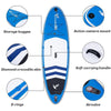 Freein 10' Inflatable Ocean SUP Stand Up Paddle Board Package Dual Action Pump Camera Mount Blue New