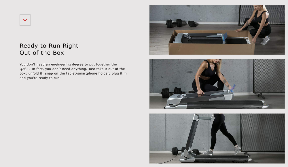 OVICX OS-TMILL-Q2S-PLUS Wide Platform Q2S+ Folding Treadmill with Bluetooth Connectivity New