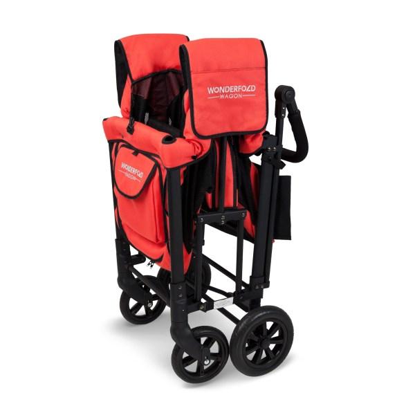 WonderFold Baby W2 Multi-Function Folding Double Stroller Wagon with Removable Canopy and Seats Red New