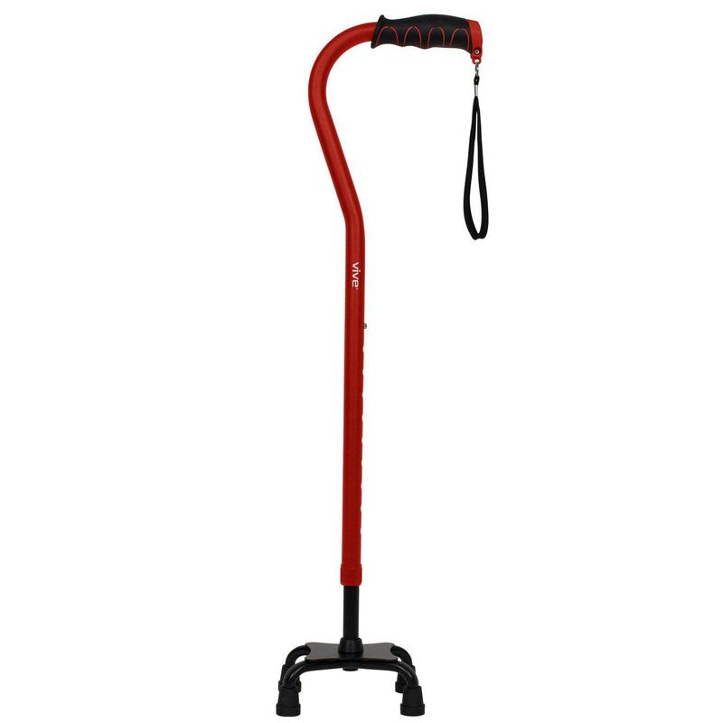 Vive Health Quad Cane for Men and Women Lightweight Adjustable Staff Red New