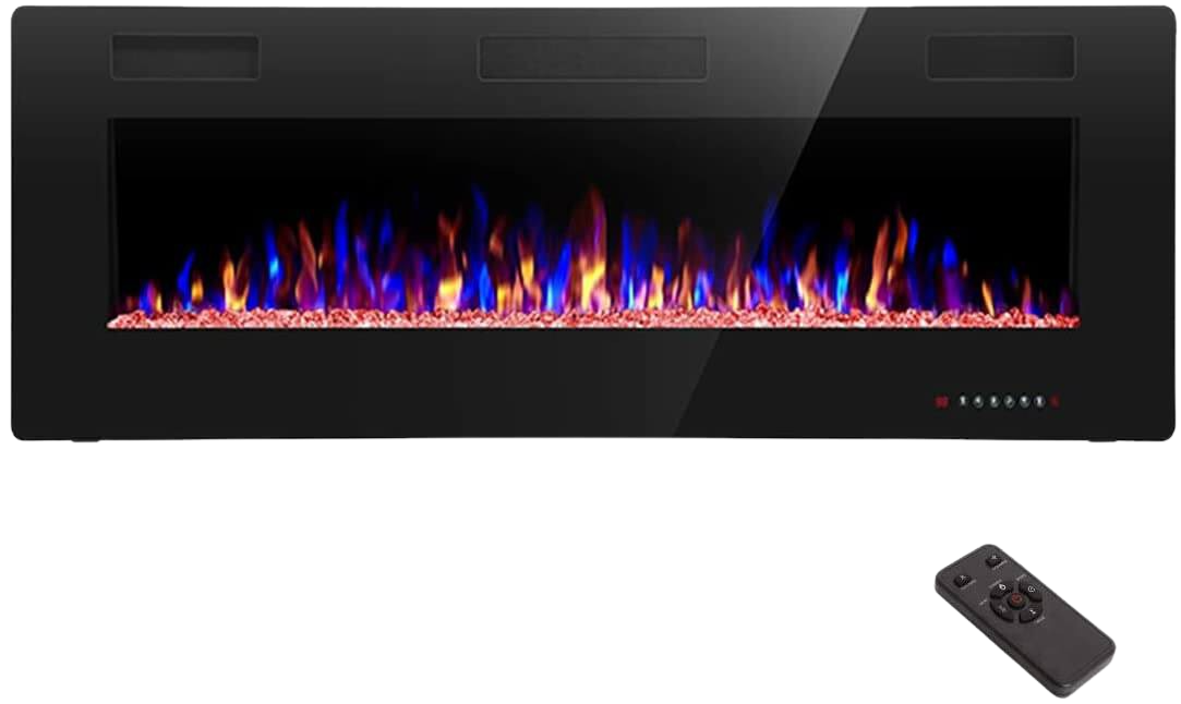 RW Flame 842C 750W-1500W 42 Inch Recessed and Wall Mounted Electric Fireplace With Remote Control Black New