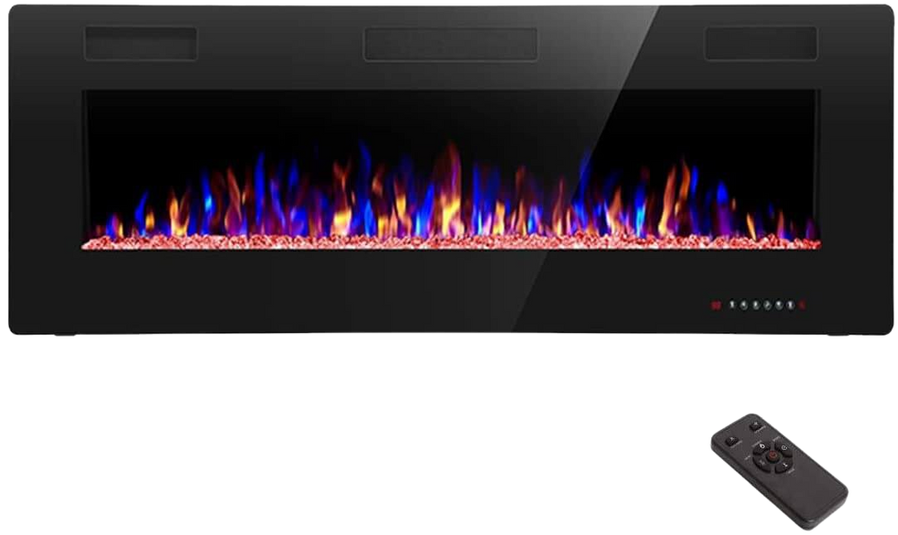 RW Flame 842C 750W-1500W 42 Inch Recessed and Wall Mounted Electric Fireplace With Remote Control Black New