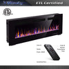 RW Flame 860C 750W-1500W 60 Inch Recessed and Wall Mounted Electric Fireplace With Remote Control Black New
