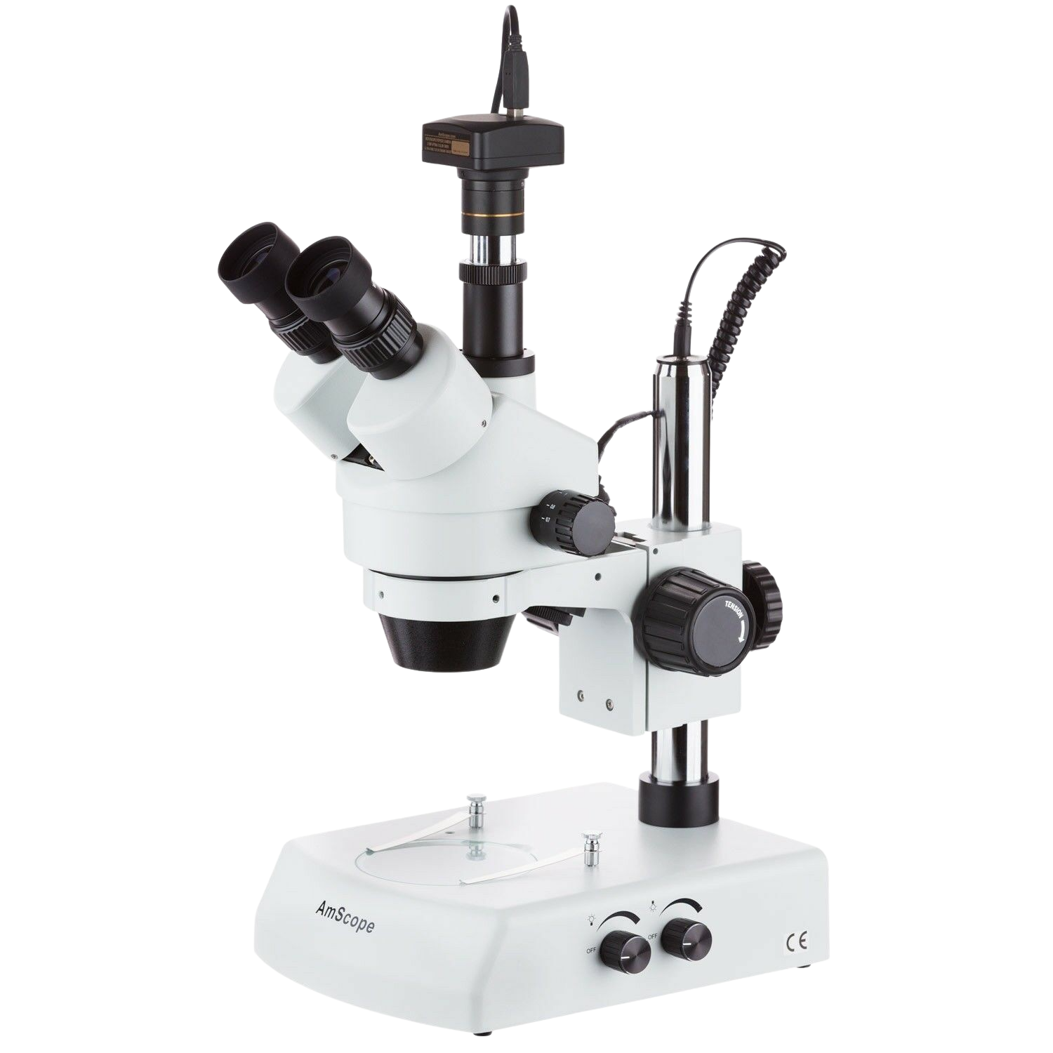 Amscope SM-2TX-10M 3.5X - 45X Trinocular Stereo Zoom Microscope with Dual Halogen Lights with 10MP Camera New