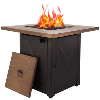 Legacy Heating 48,000 BTU Propane Outdoor Fire Pit Table with Lava Stones Wood Look New