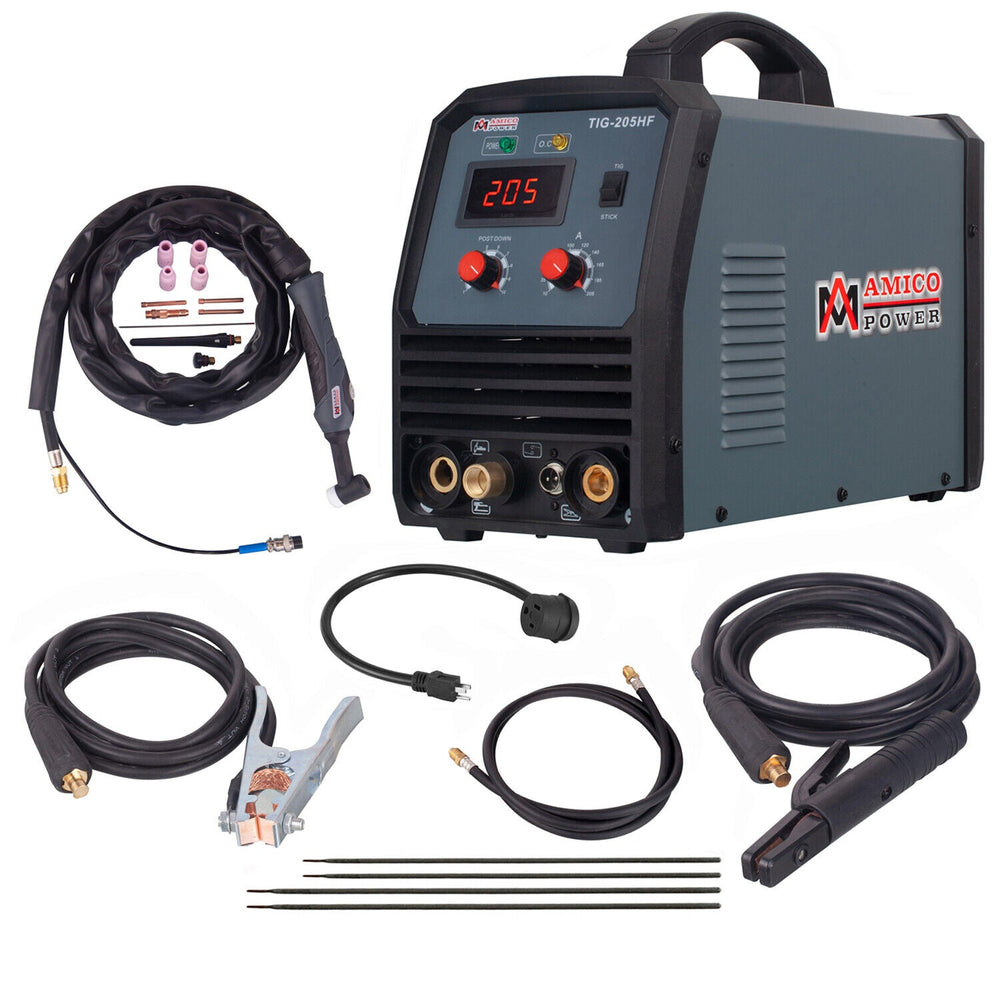 Amico Electric TIG-205HF 100-250V Wide Voltage 205 Amp HF-TIG Stick Arc DC Inverter Welder New