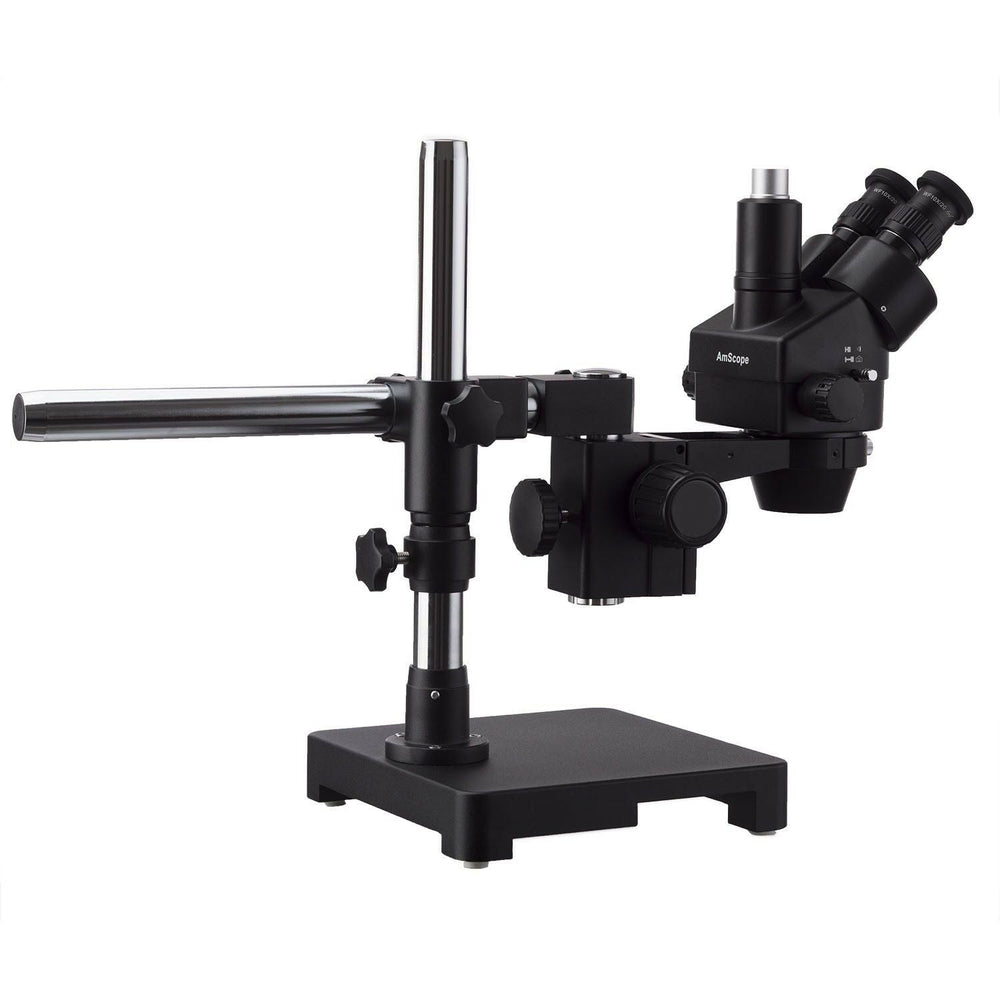 Amscope SM-3TX-144A-B 3.5X - 45X Black Trinocular Stereo Zoom Microscope with 144 LED Ring Light New