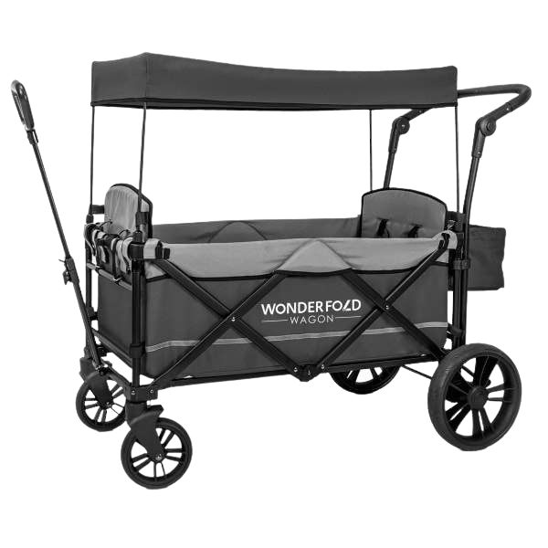 WonderFold Baby X2 Push/Pull 2-Passenger Double Stroller Wagon Grey New