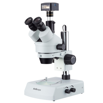 Amscope SM-2TZZ-LED-5M3 LED Trinocular Zoom Stereo Microscope 3.5X - 180X and 5MP USB3 Camera New