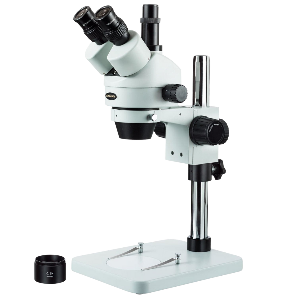 Amscope SM-1TSX-V203 3.5X - 45X Zoom Trinocular Stereo Microscope with Table Pillar Stand New