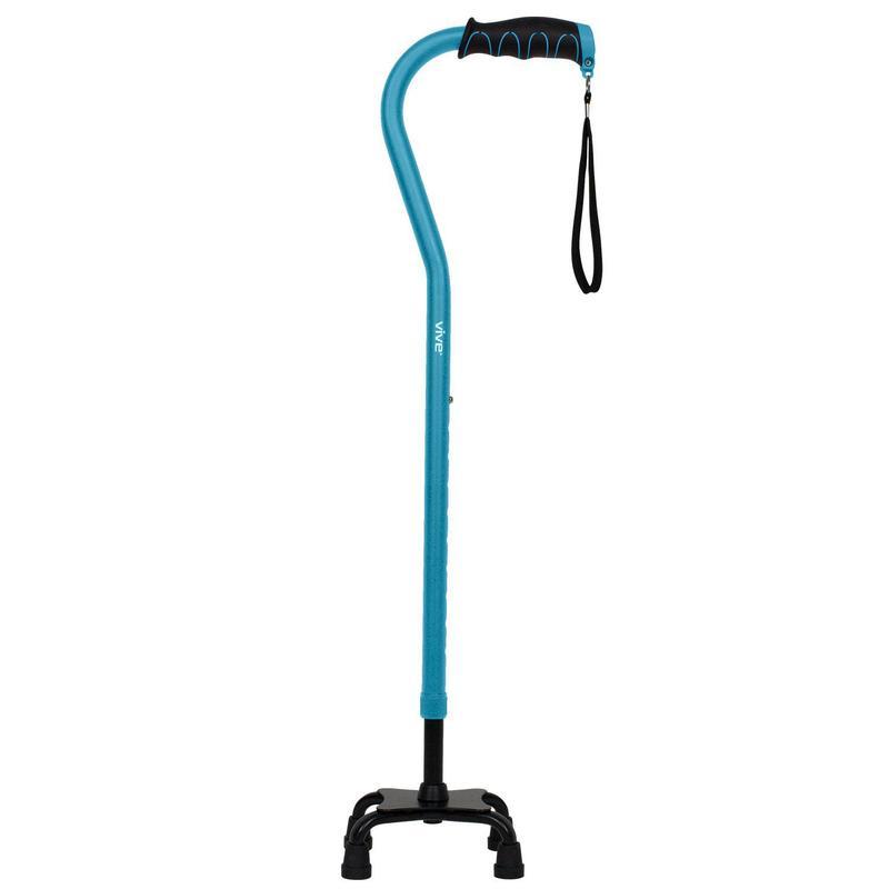 Vive Health Quad Cane for Men and Women Lightweight Adjustable Staff Blue New